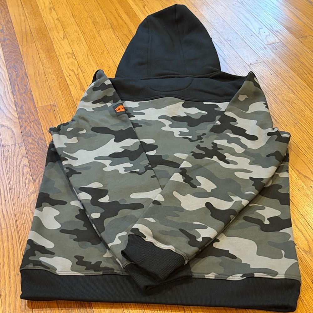 Brunt Workwear Mens Hoodie Black Camo Pullover Sweatshirt Size L - Picture 4 of 4